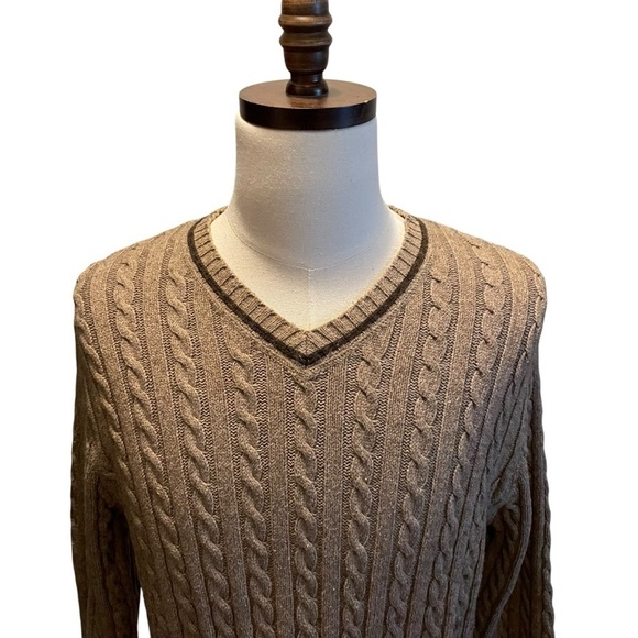 Vintage GAP Cable knit Sweater Brown Size Large Wool blend Preppy Pullover - Picture 2 of 9